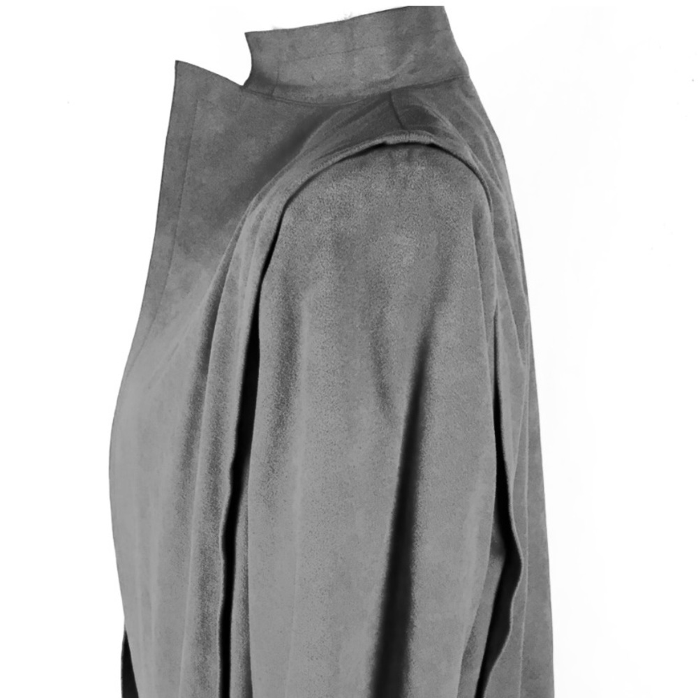 A Trigere Coat Vintage Suede Coat Long Open Soft Blue Size Large - Picture 3 of 13